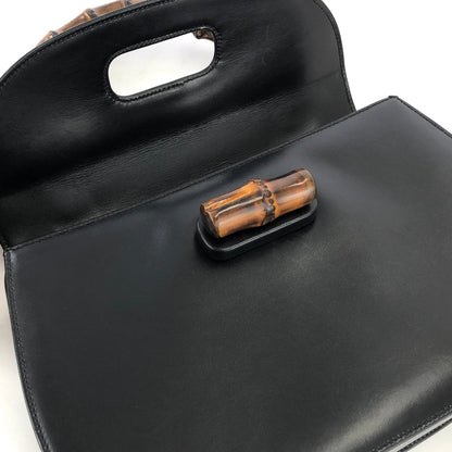 GUCCI Bamboo handle Turn lock Handbag Black Vintage Old GUCCI 5f244y
