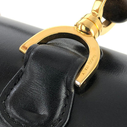 GUCCI Bamboo handle Turn lock Handbag Black Vintage Old GUCCI 5f244y