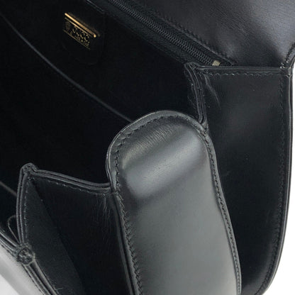 GUCCI Bamboo handle Turn lock Handbag Black Vintage Old GUCCI 5f244y