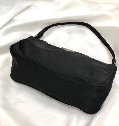 PRADA Triangle logo Mini Handbag Hobobag Nylon Black Vintage Old egr3di