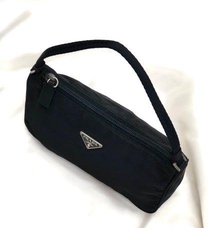 PRADA Triangle logo Mini Handbag Hobobag Nylon Black Vintage Old egr3di