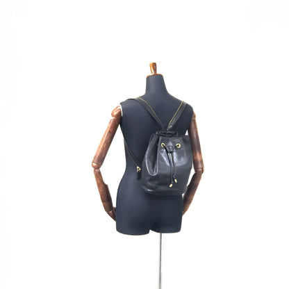 Christian Dior 抽繩皮革背包 單肩包 黑色 復古 visxpe