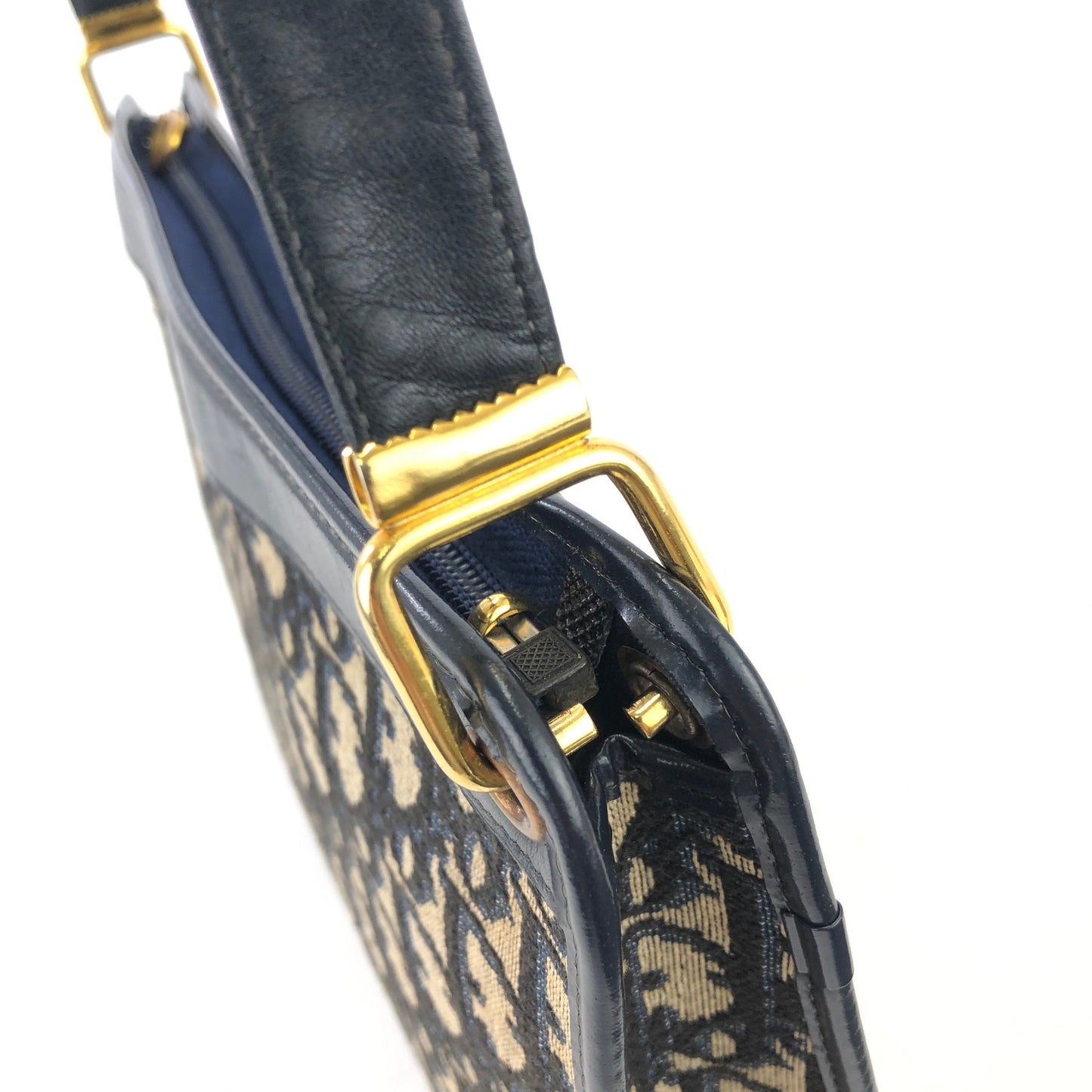 Christian Dior Trotter Jaguar Shoulderbag Handbag Navy Vintage Old u6xe25