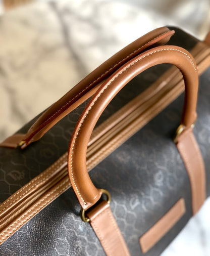 Christian Dior Logo Honeycomb Pattern Boston bag Brown Vintage Old 5kmewd