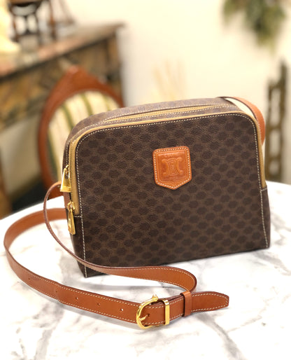 CELINE Macadam Square Crossbody Shoulder bag Brown Vintage Old CELINE 25tn36