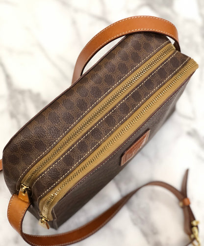 CELINE Macadam Square Crossbody Shoulder bag Brown Vintage Old CELINE 25tn36