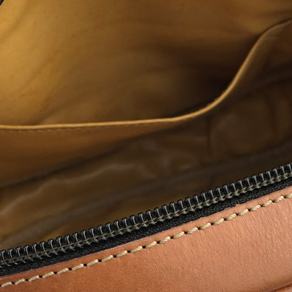 CELINE Macadam Blason Front Zip PVC Leather Round Circle Pochette Shoulder Bag Brown Vintage Old Celine r7d6wk