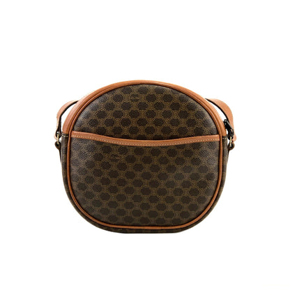 CELINE Macadam Blason Front Zip PVC Leather Round Circle Pochette Shoulder Bag Brown Vintage Old Celine r7d6wk