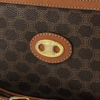 CELINE Macadam Blason Front Zip PVC Leather Round Circle Pochette Shoulder Bag Brown Vintage Old Celine r7d6wk