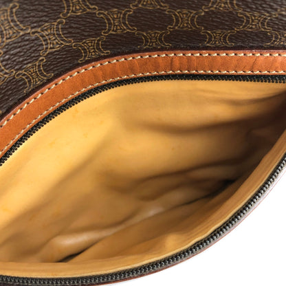 CELINE Macadam Blason Front Zip PVC Leather Round Circle Pochette Shoulder Bag Brown Vintage Old Celine r7d6wk