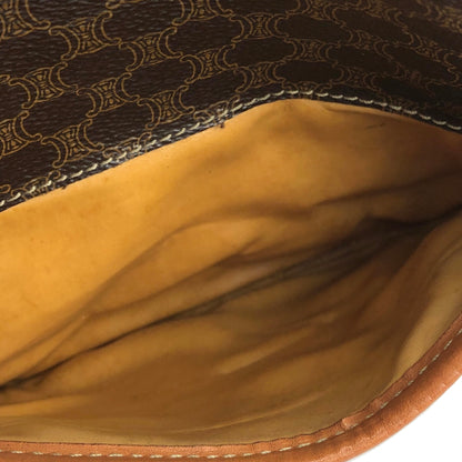CELINE Macadam Blason Front Zip PVC Leather Round Circle Pochette Shoulder Bag Brown Vintage Old Celine r7d6wk