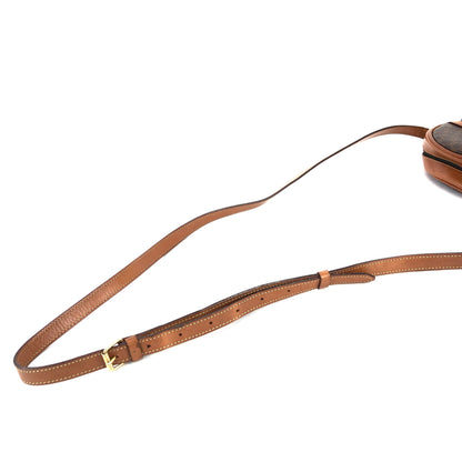 CELINE Macadam Blason Front Zip PVC Leather Round Circle Pochette Shoulder Bag Brown Vintage Old Celine r7d6wk