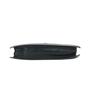 CELINE Circle logo Leather Shoulder bag Black Vintage Old Celine 38dgea