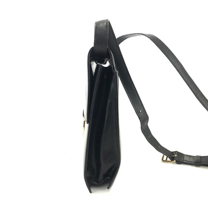 CELINE 圓形標誌皮革肩背包黑色復古舊款 Celine 38dgea