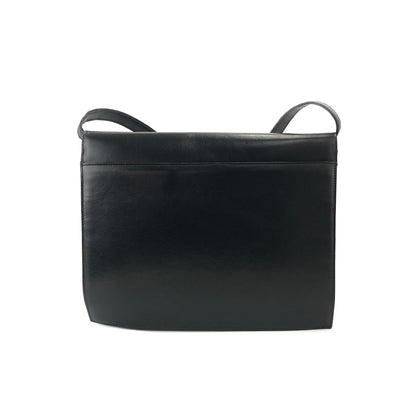 CELINE 圓形標誌皮革肩背包黑色復古舊款 Celine 38dgea