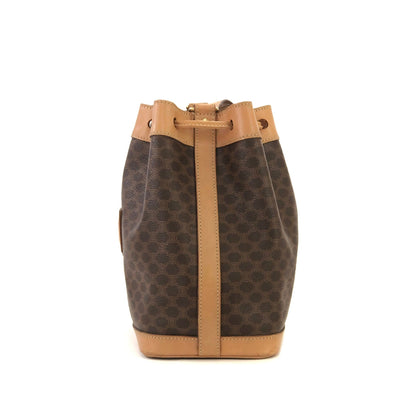 CELINE Macadam Blason Embossed Drawstring Shoulder bag Brown Vintage Old Celine dwhxbw