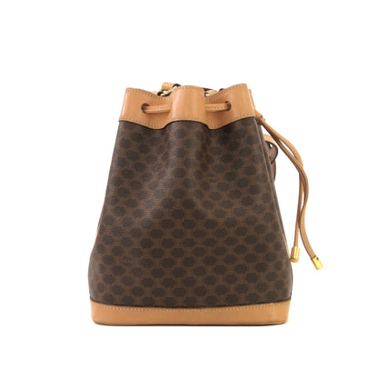 CELINE Macadam Blason Embossed Drawstring Shoulder bag Brown Vintage Old Celine dwhxbw