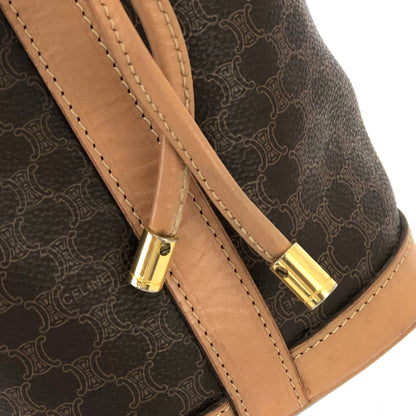 CELINE Macadam Blason Embossed Drawstring Shoulder bag Brown Vintage Old Celine dwhxbw