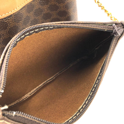 CELINE Macadam Blason Embossed Drawstring Shoulder bag Brown Vintage Old Celine dwhxbw