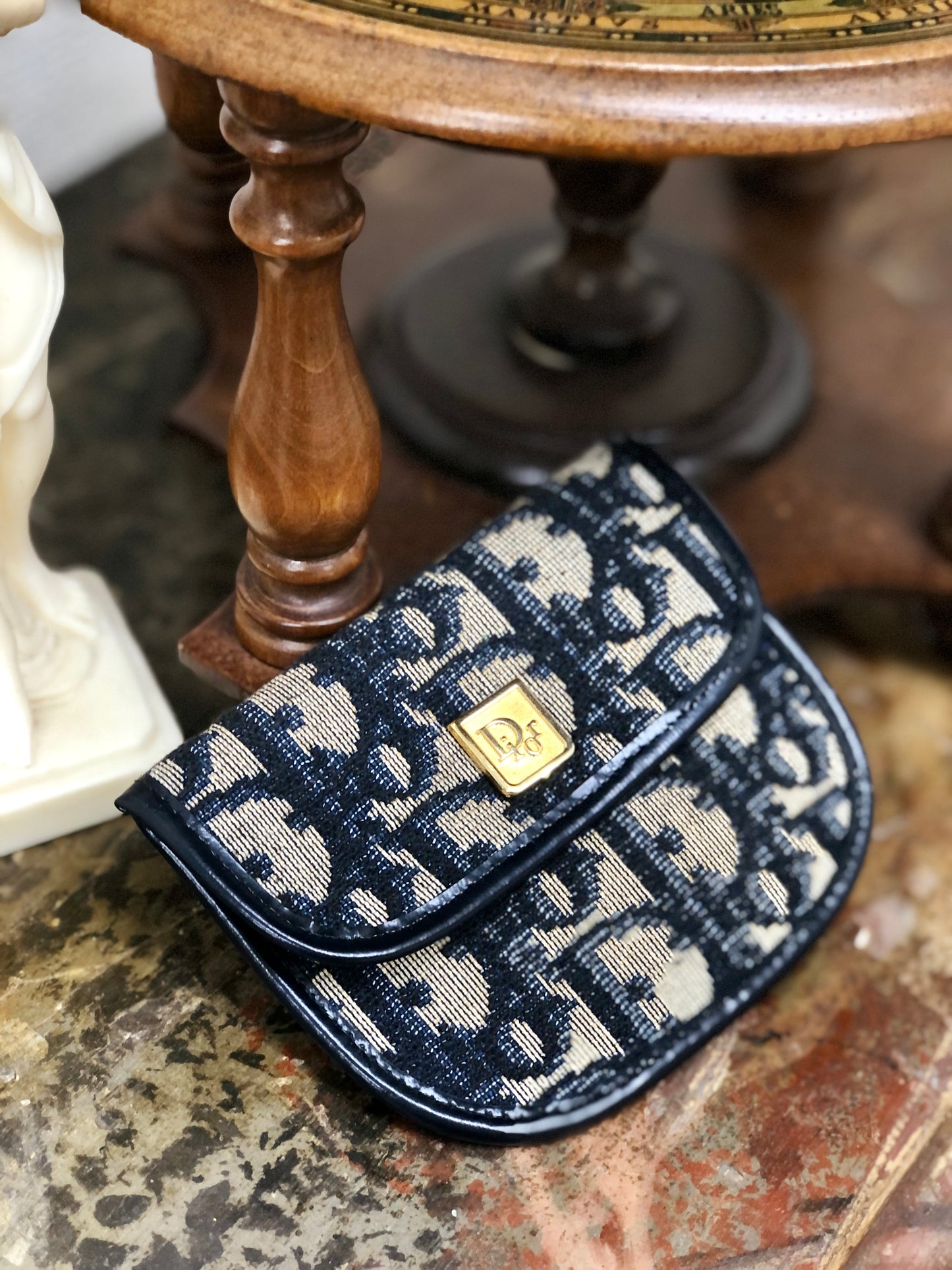 Christian Dior Trotter Oblique Jacquard Coin purse Mini Wallet Navy mndigc