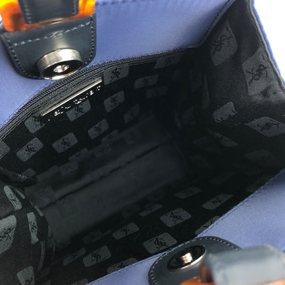 Yves Saint Laurent One handle Handbag Nylon Navy Vintage Old YSL d7vj74