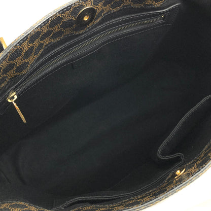 CELINE Macadam PVC Leather Tote bag Black Vintage old celine npen6k