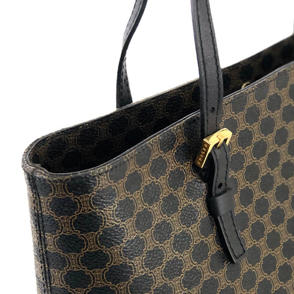 CELINE Macadam PVC Leather Tote bag Black Vintage old celine npen6k