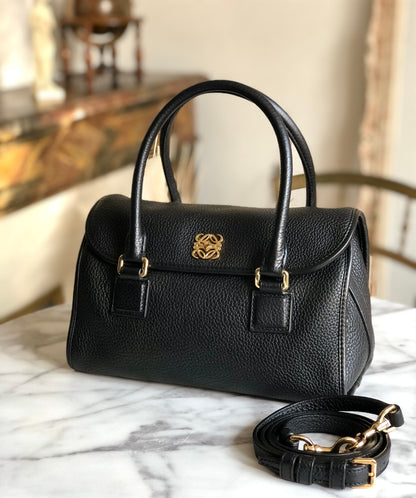 LOEWE Alamo Anagram Turn lock Handbag Shoulderbag Black Vintage Old 8x57zd