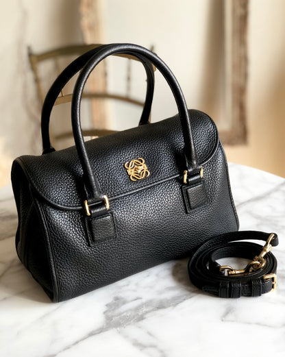 LOEWE Alamo Anagram Turn lock Handbag Shoulderbag Black Vintage Old 8x57zd