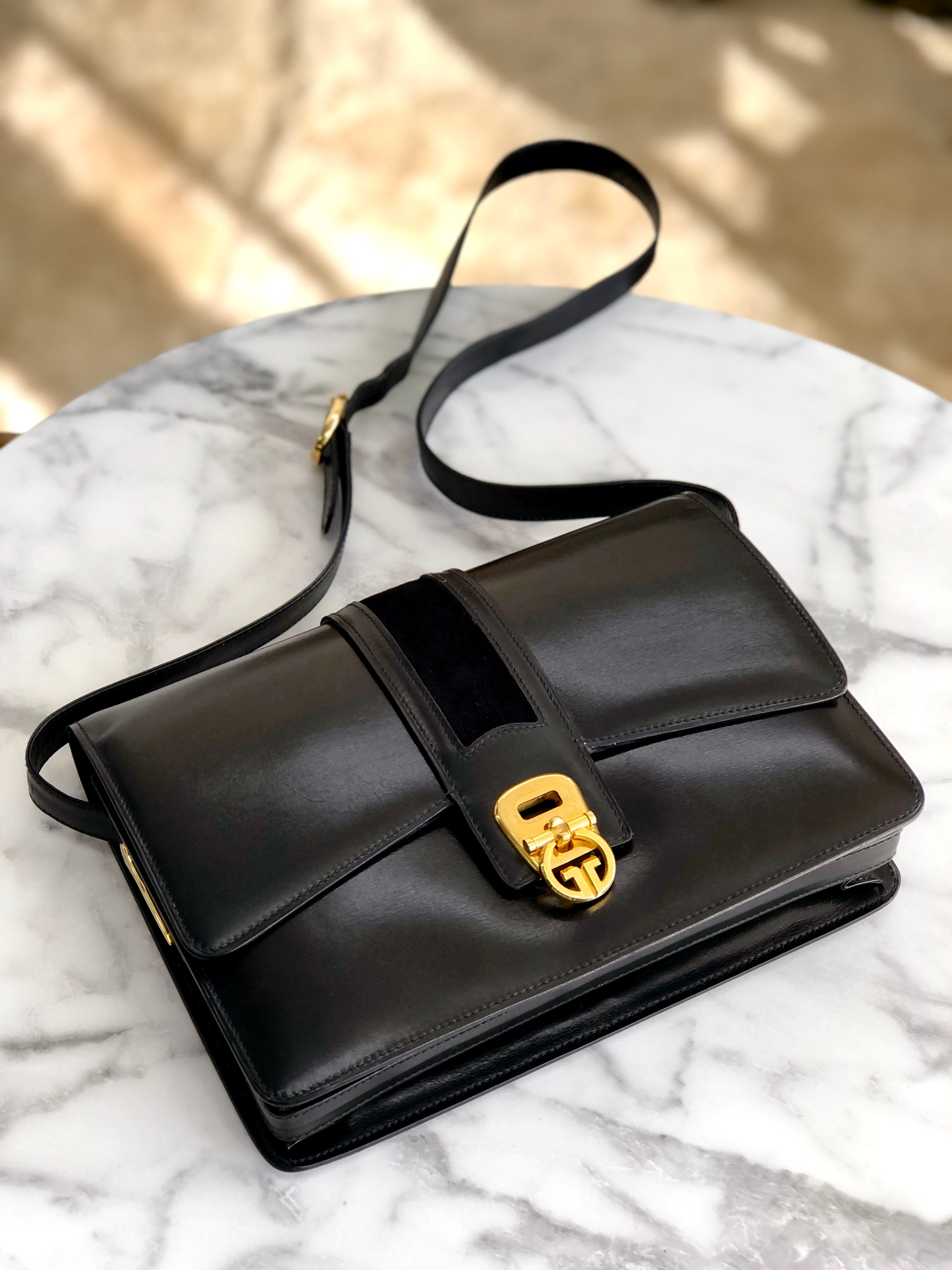 GUCCI Inter locking Crossbody Shoulder bag Black Old gucci Vintage 2vs VintageShop solo