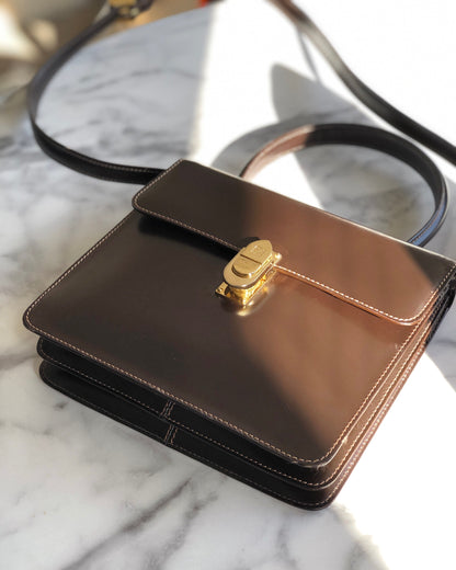 LOEWE Anagram Front Lock Leather 2WAY MiniBag Shoulder Bag Brown fbbxzn