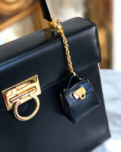 Salvatore Ferragamo Gancini 包款吊飾鑰匙圈 黑色 復古 ccs7ab