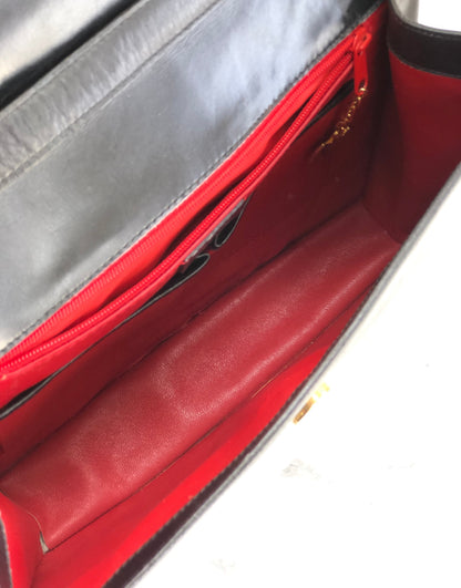 CELINE 圓形標誌皮革肩背包黑色復古舊款 Celine 38dgea