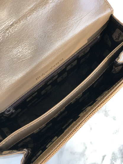 Yves Saint Laurent YSL logo Lizard Round Shoulder bag Brown Vintage Old nzn55d