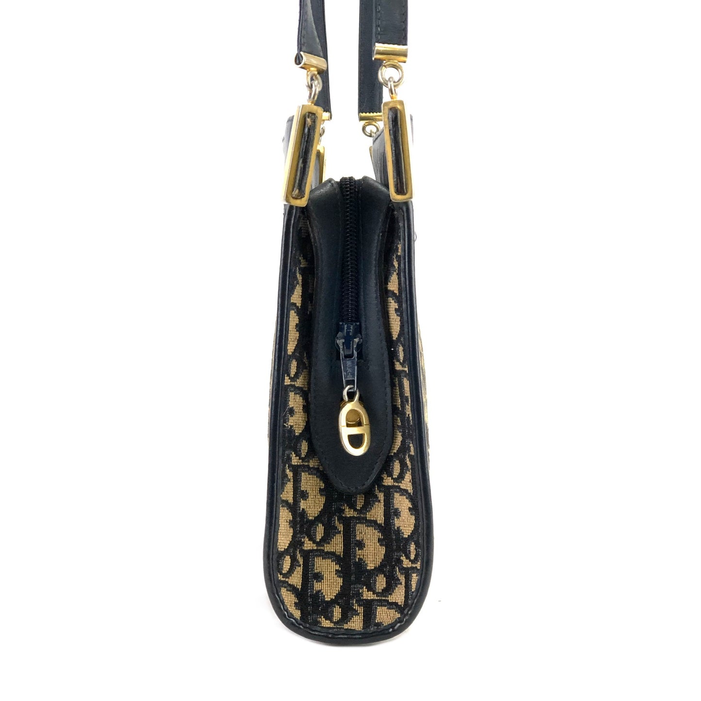 Christian Dior Trotter Oblique Leather Jaguar Shoulder Bag Navy Vintage Old pv8it4