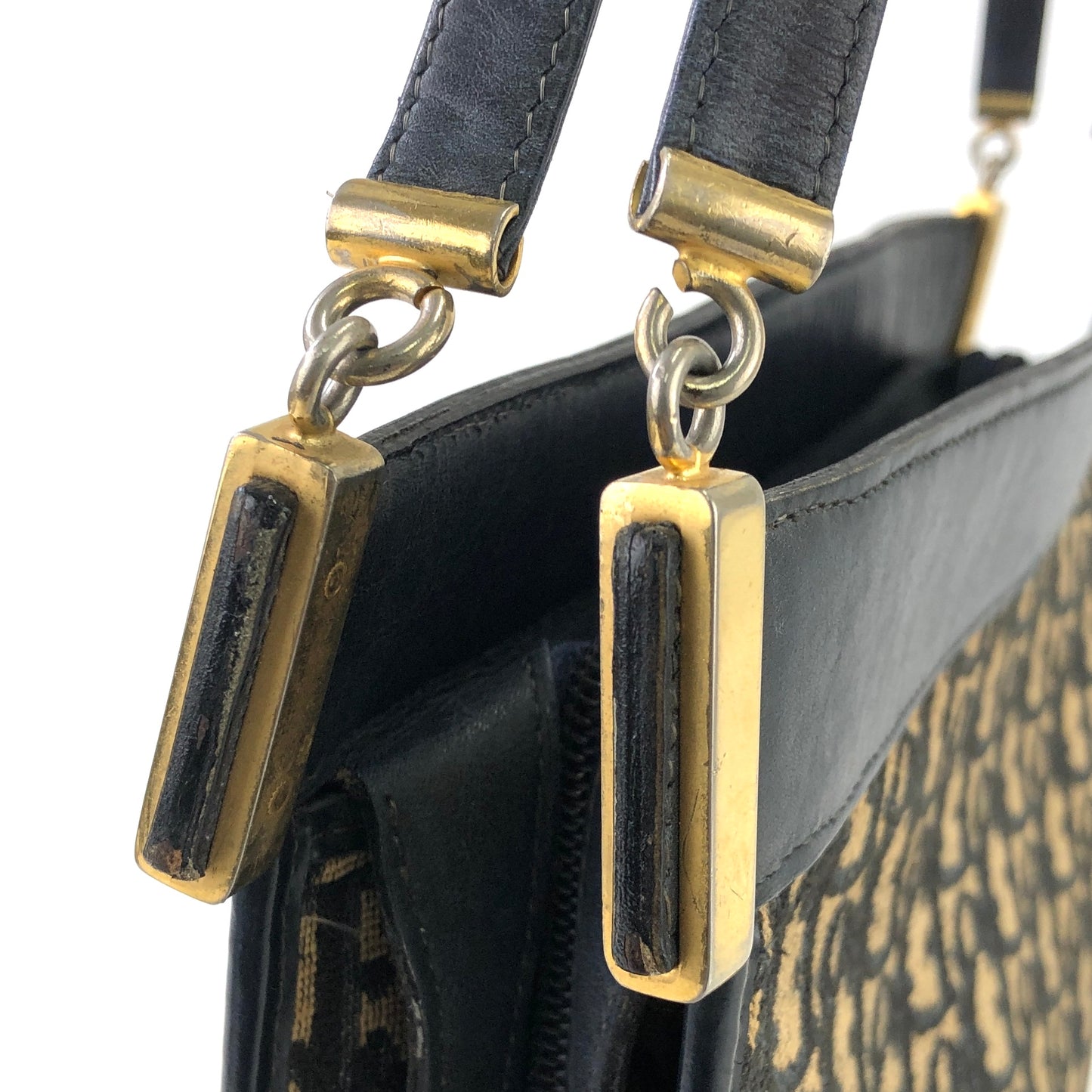 Christian Dior Trotter Oblique Leather Jaguar Shoulder Bag Navy Vintage Old pv8it4