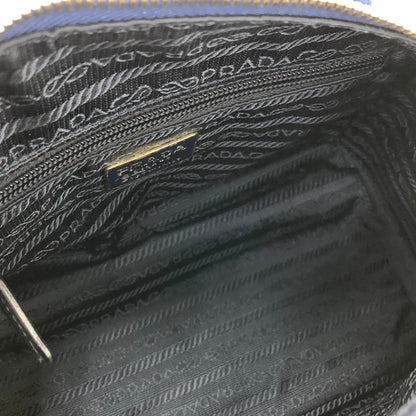 PRADA Triangle logo Saffiano leather Boston bag Crossbody Shoulder bag Blue Vintage mghj7s