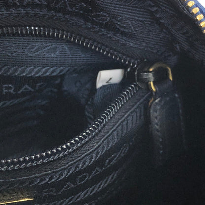 PRADA Triangle logo Saffiano leather Boston bag Crossbody Shoulder bag Blue Vintage mghj7s