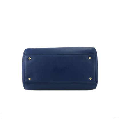 PRADA Triangle logo Saffiano leather Boston bag Crossbody Shoulder bag Blue Vintage mghj7s