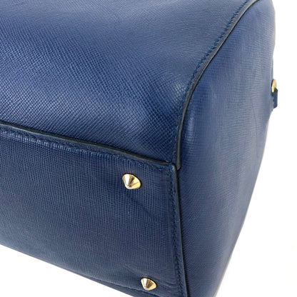 PRADA Triangle logo Saffiano leather Boston bag Crossbody Shoulder bag Blue Vintage mghj7s