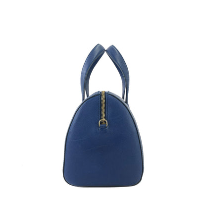 PRADA Triangle logo Saffiano leather Boston bag Crossbody Shoulder bag Blue Vintage mghj7s