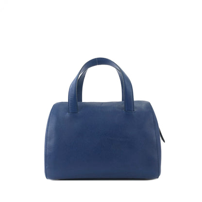 PRADA Triangle logo Saffiano leather Boston bag Crossbody Shoulder bag Blue Vintage mghj7s