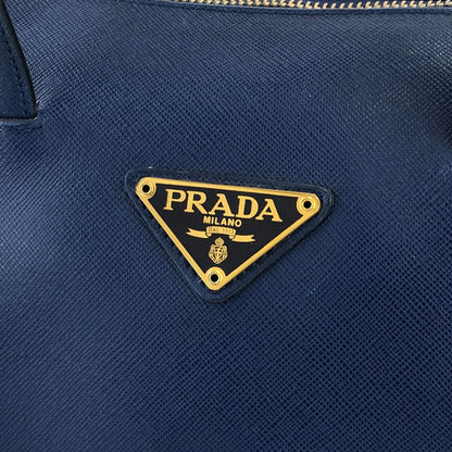 PRADA Triangle logo Saffiano leather Boston bag Crossbody Shoulder bag Blue Vintage mghj7s