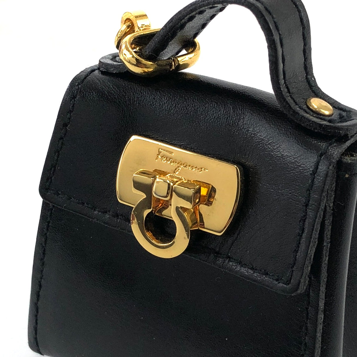 Salvatore Ferragamo black deals keychain & bag Authentic