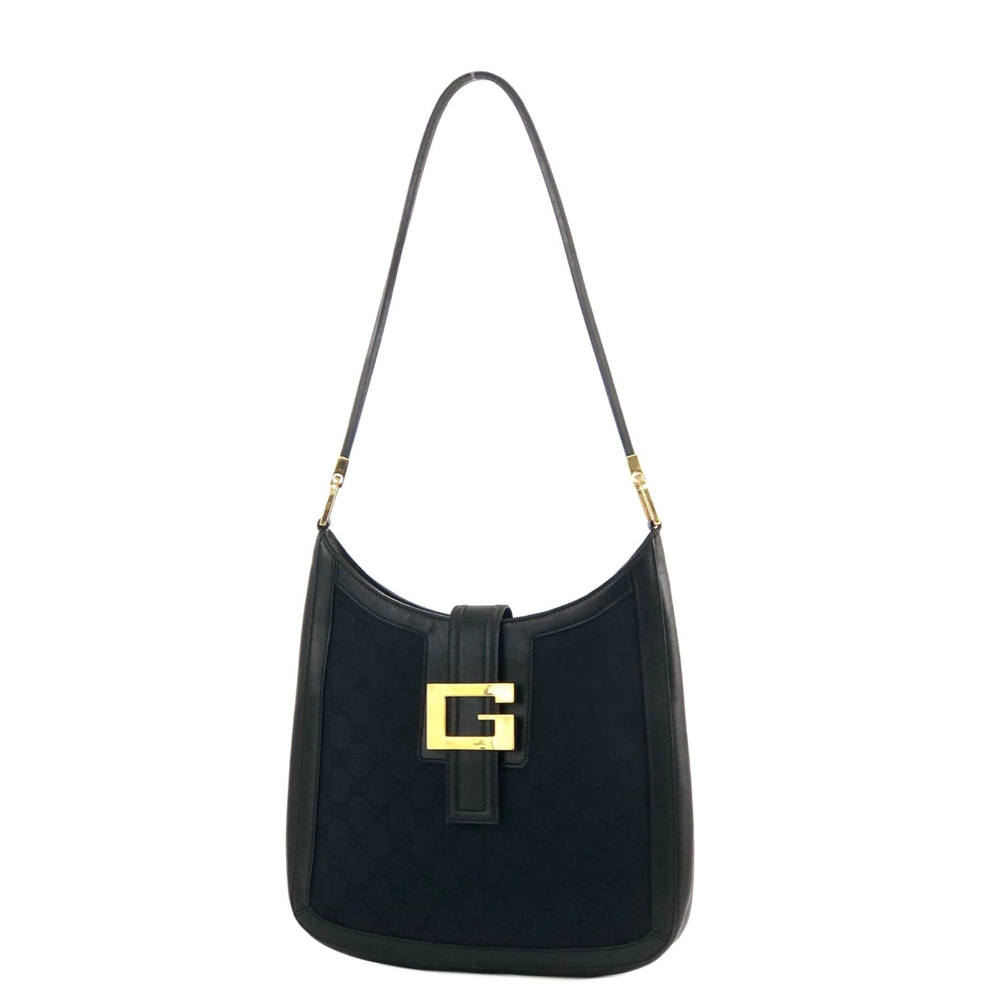 GUCCI G Logo GG canvas Hobobag Shoulderbag Black Vintage Old GUCCI kxy4ms