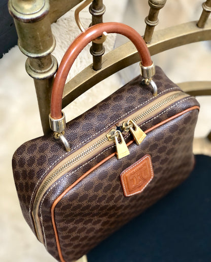 CELINE Macadam Handbag Vanity bag Brown Vintage OldCELINE 2uhtjy