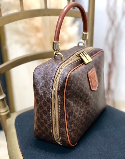 CELINE Macadam Handbag Vanity bag Brown Vintage OldCELINE 2uhtjy
