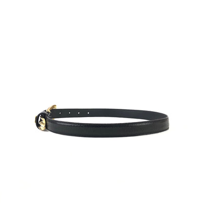 LOEWE Anagram Lizard embossed Belt Black Vintage Old wuern6