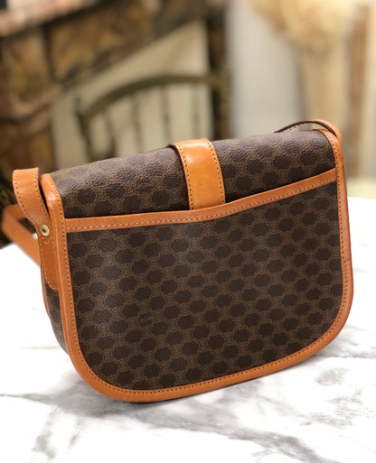 CELINE Macadam Flap Front belt Crossbody Shoulder bag Brown Vintage Old CELINE vhgz5e