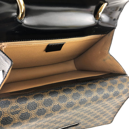 CELINE Macadam Gancini Double flap Tophandle Handbag Black Vintage Old CELINE wk3uhd